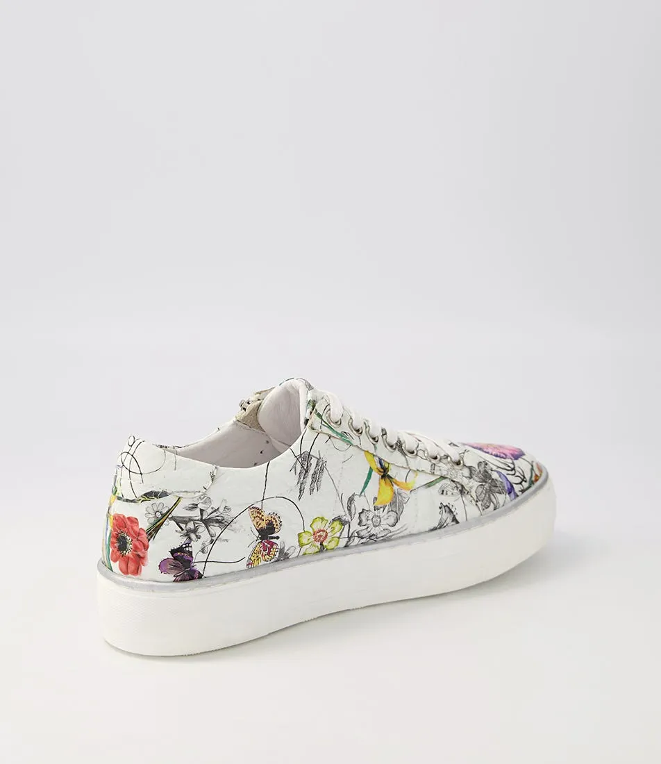 DJANGO & JULIETTE Froggy White Print Croc Leather Sneakers