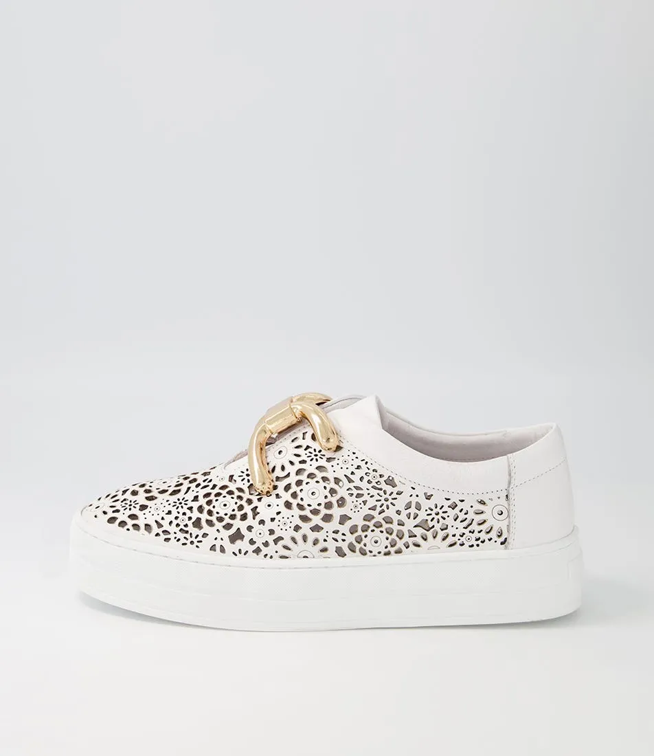 DJANGO & JULIETTE Seren White Leather Sneakers