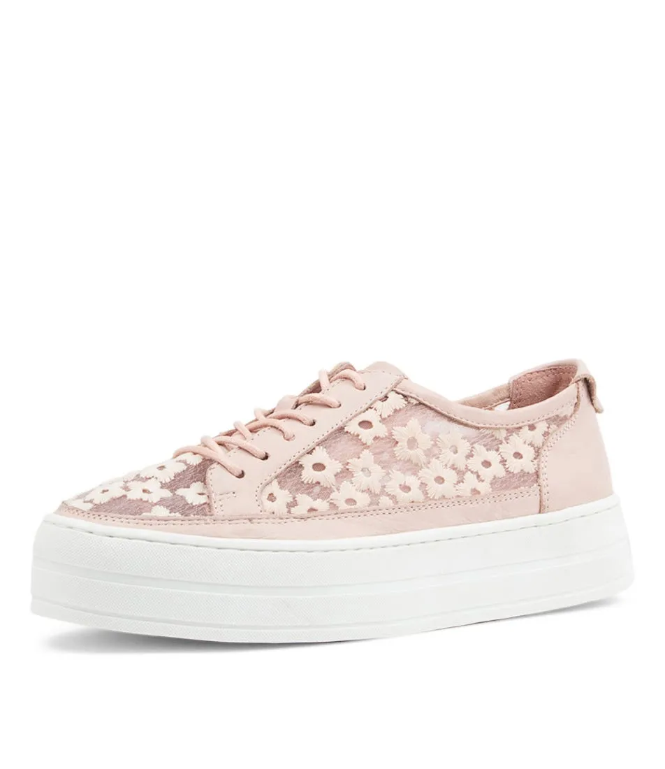 DJANGO & JULIETTE Serenos Dusty Pink Leather Flower Sneakers