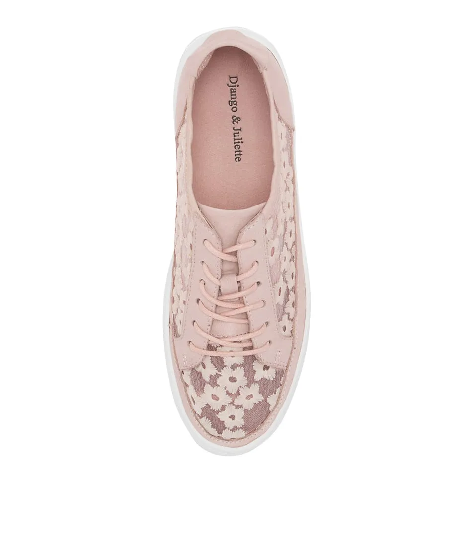 DJANGO & JULIETTE Serenos Dusty Pink Leather Flower Sneakers