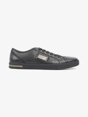 Dolce and Gabbana Logo Plaque Sneakers Black Leather EU 40.5 UK 6.5