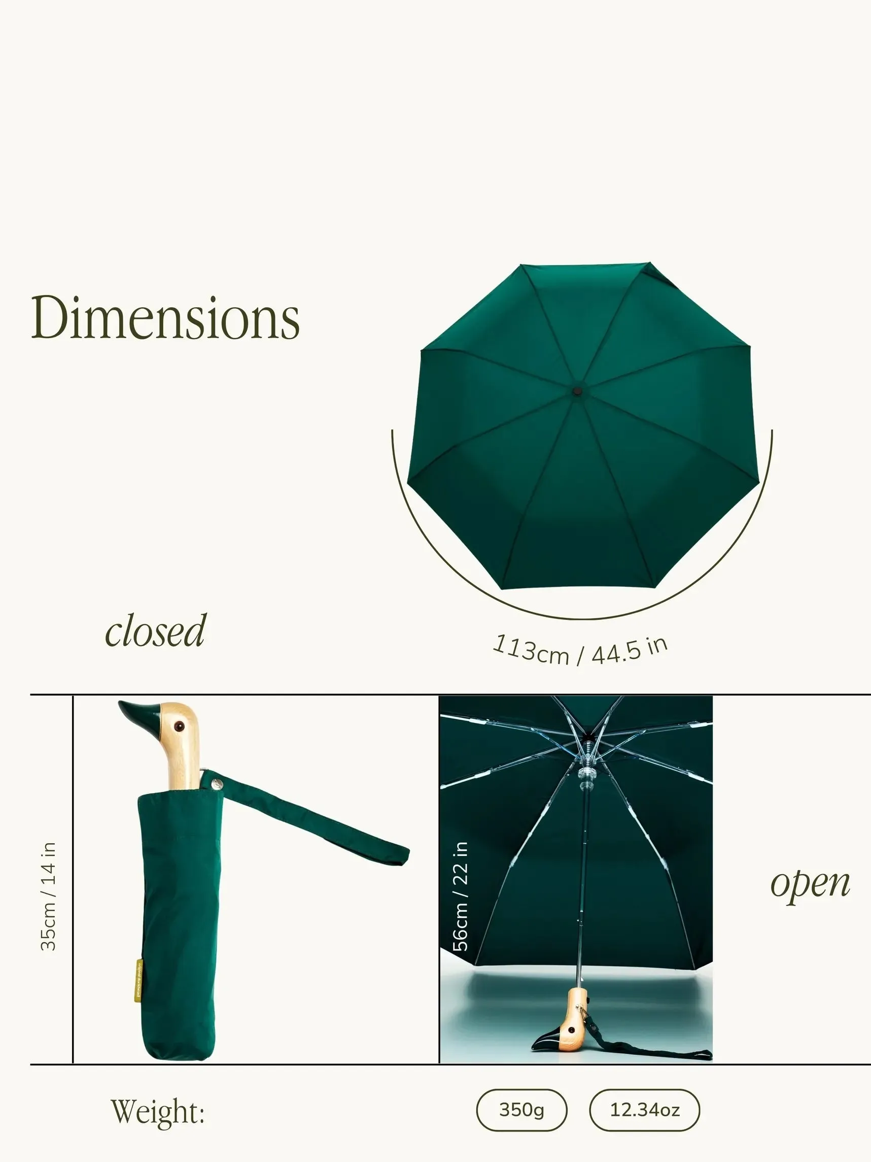 Duck Umbrella, Forest green