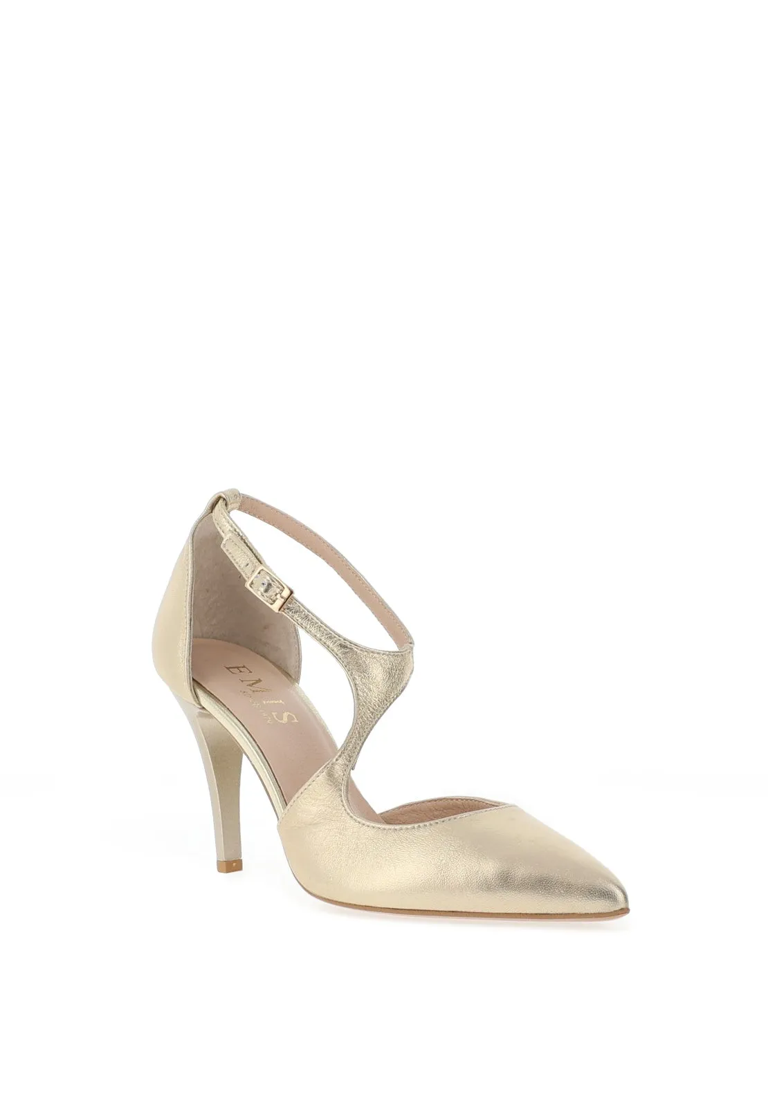 Emis Leather Wrap High Heeled Shoes, Gold