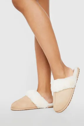 Faux Fur Trim Slipper