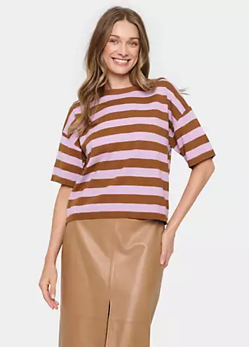 Fikam Short Sleeve Striped Pullover by Saint Tropez | Look Again