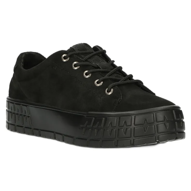 Filippo Stylish DP3527 / 22 BK Black Leather Sneakers