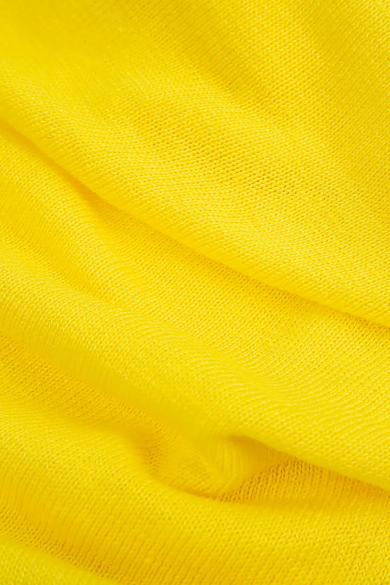 Flowers Decorated Yellow Linen Jumper