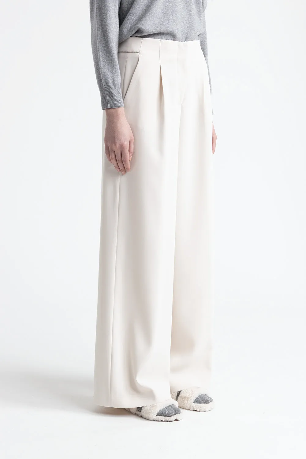 Flowing cady crepe palazzo trousers