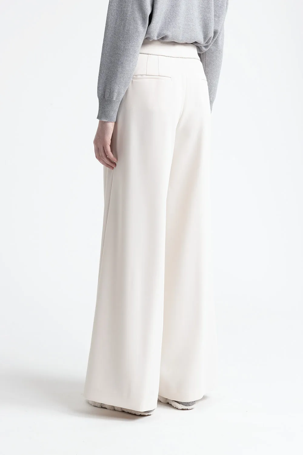 Flowing cady crepe palazzo trousers