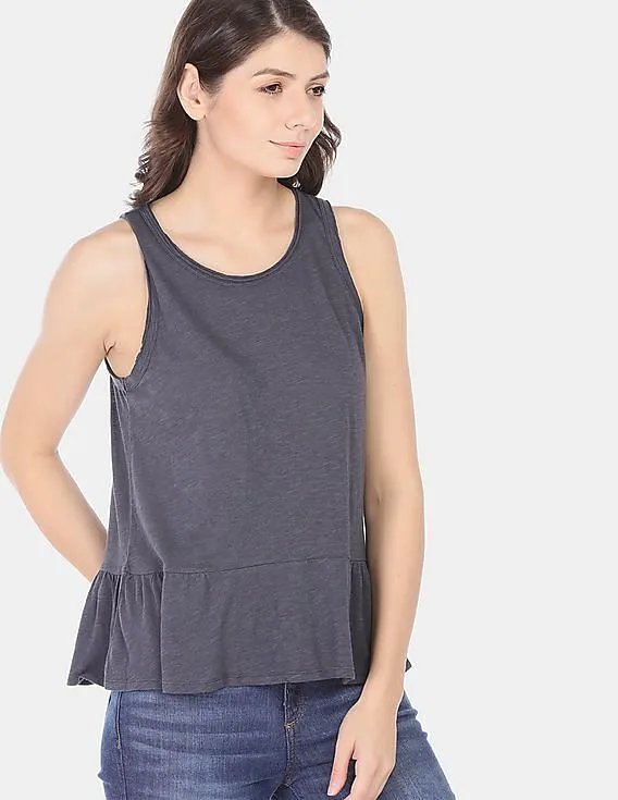 GAP Women Blue Peplum Tank