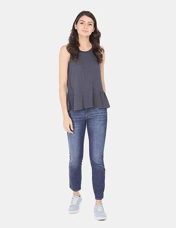 GAP Women Blue Peplum Tank