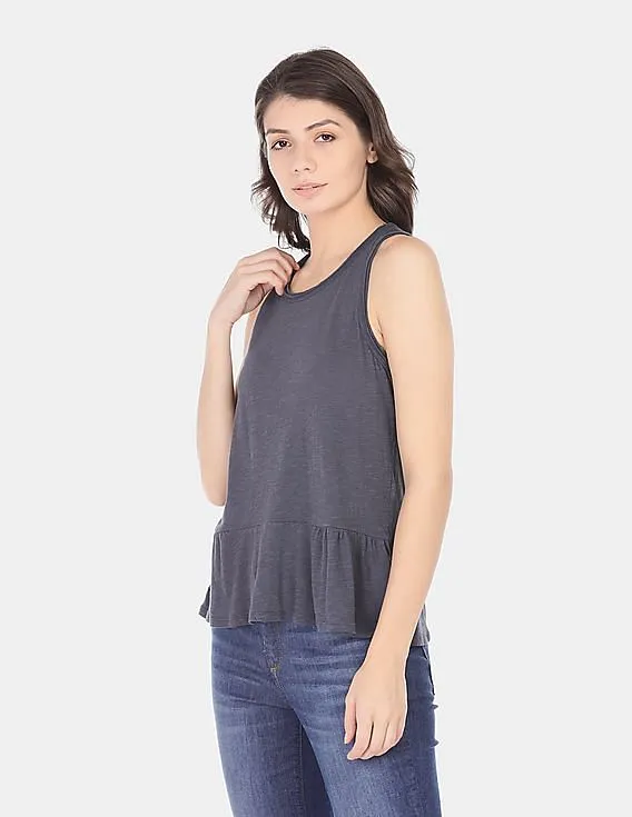 GAP Women Blue Peplum Tank