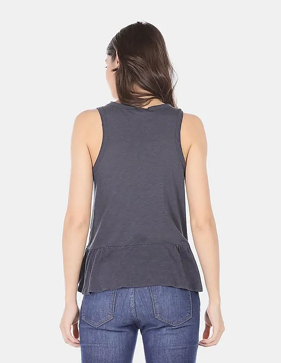 GAP Women Blue Peplum Tank