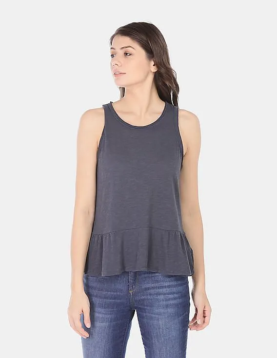 GAP Women Blue Peplum Tank