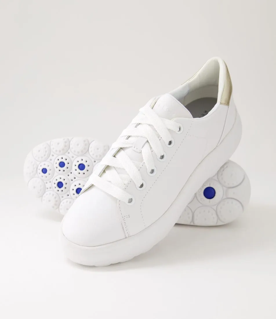 GEOX D Spherica Ec4 1 B White Gold Leather Sneakers