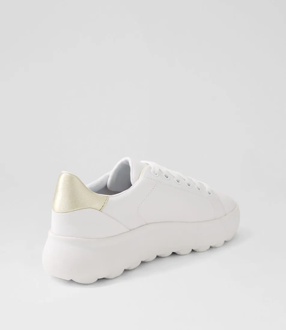 GEOX D Spherica Ec4 1 B White Gold Leather Sneakers