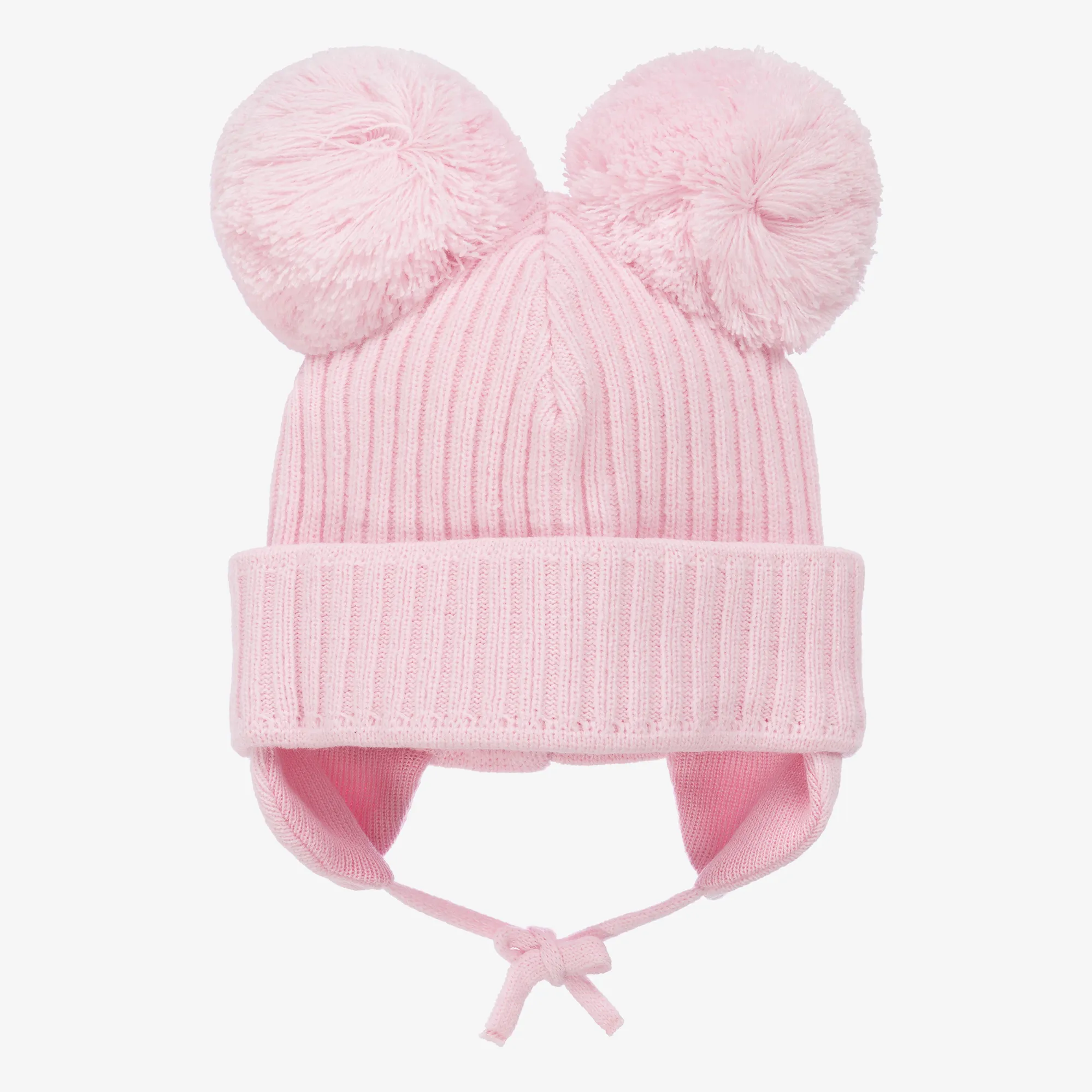 Girls Pink Minnie Double Pom-Pom Hat