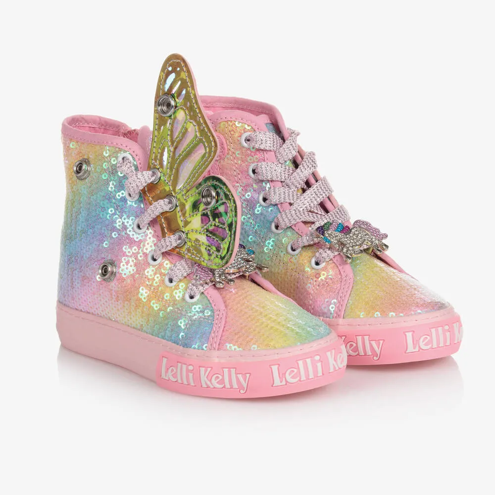 Girls Unicorn Wings High-Top Trainers