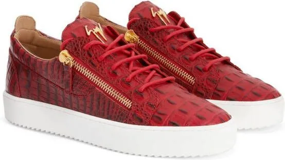 Giuseppe Zanotti Frankie crocodile-embossed low-top sneakers Red