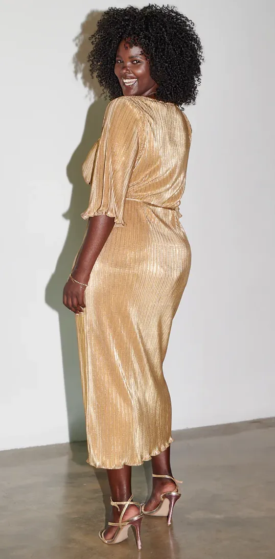 Gold Plisse Dress