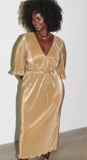 Gold Plisse Dress