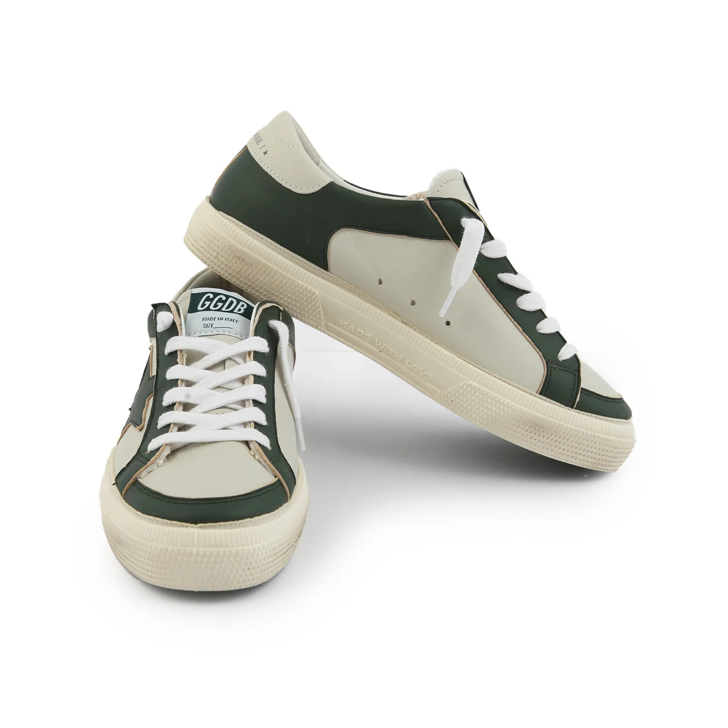 Golden Goose Green And White Unisex May Sneakers For Teens