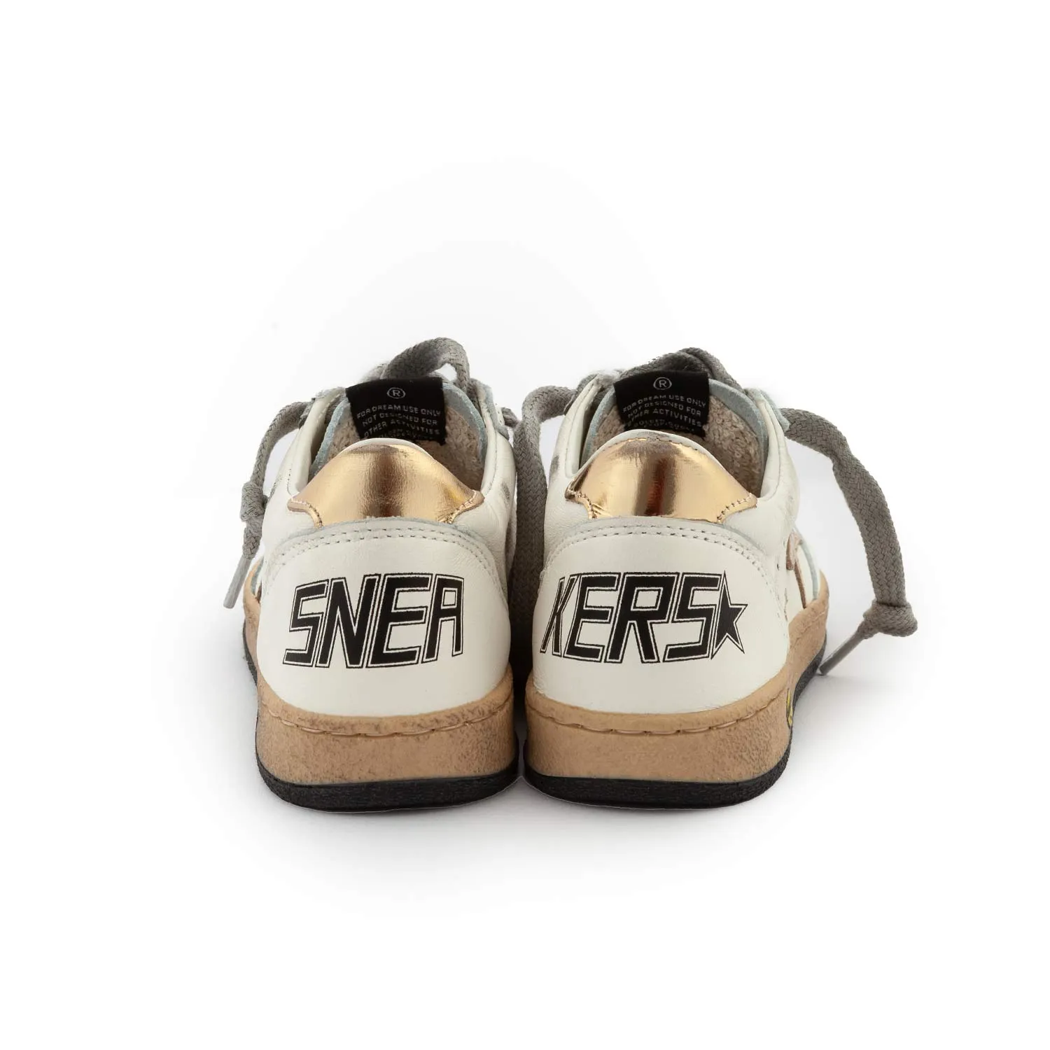 Golden Goose White And Gold Unisex Ball Star Sneakers For Children