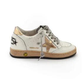 Golden Goose White And Gold Unisex Ball Star Sneakers For Children