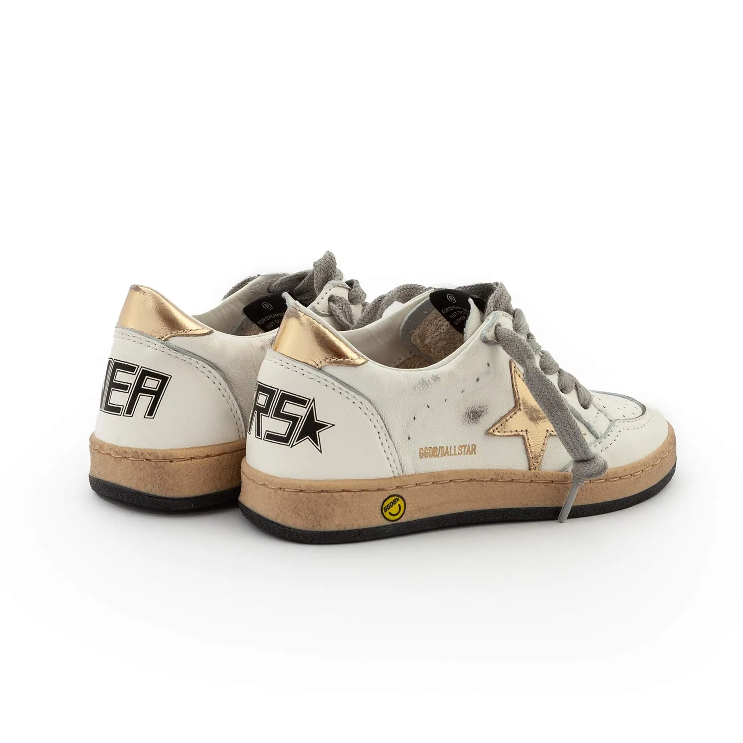 Golden Goose White And Gold Unisex Ball Star Sneakers For Children