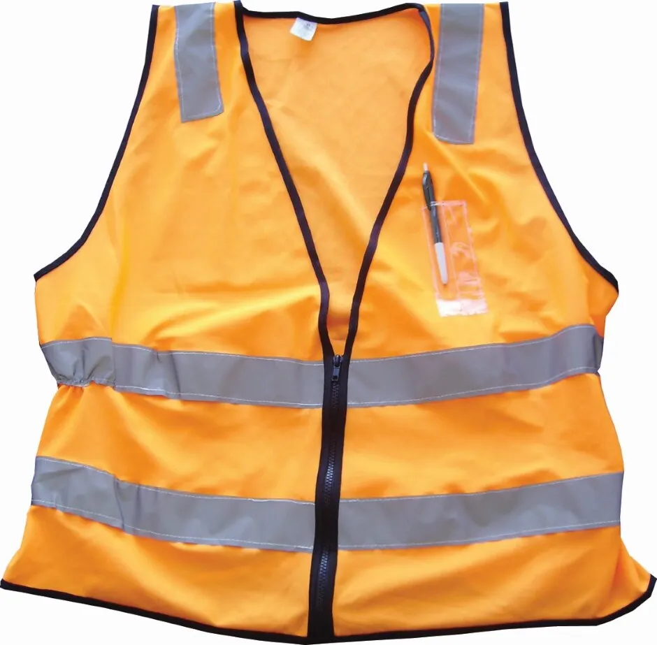 Green Triangle 4680 Hi Vis Vest - Rail - Day/Night - Zip Closure - Elastic Sided - Special Orange - S