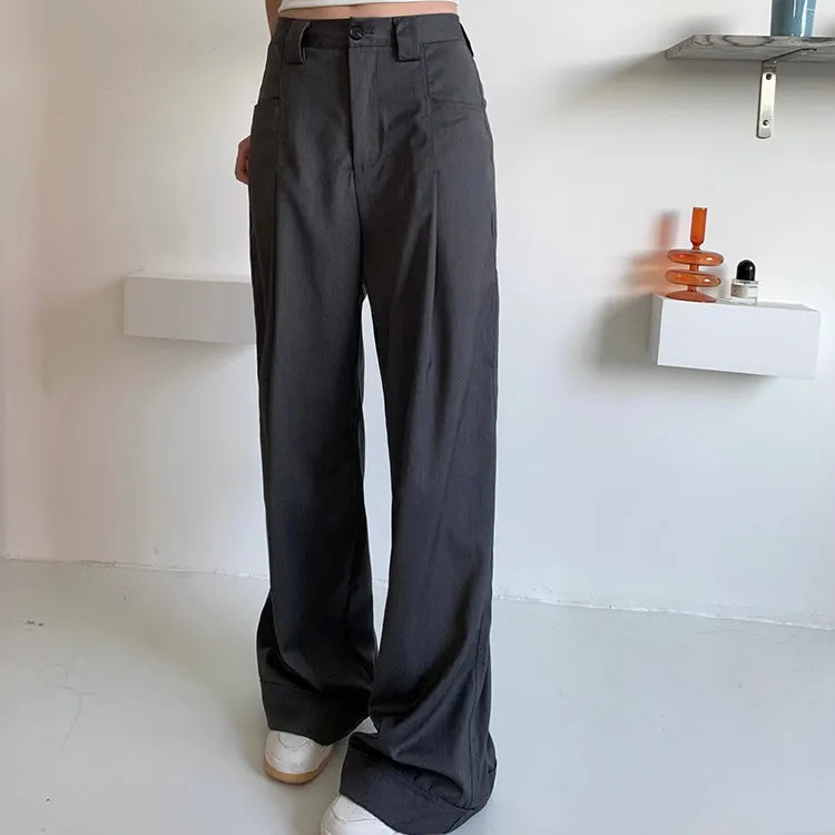 Grey Straight Trousers