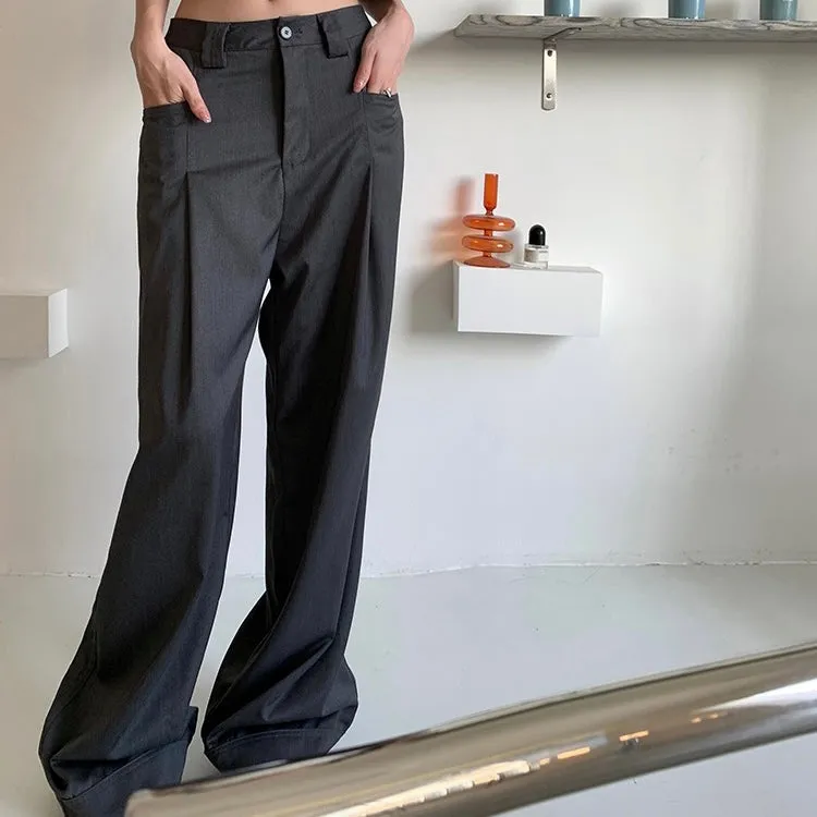 Grey Straight Trousers