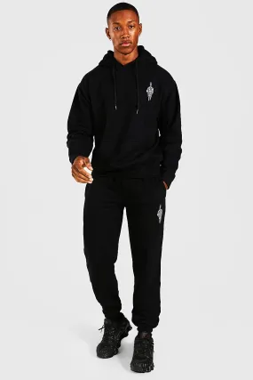 Halloween Skeleton Hand Hooded Tracksuit | boohooMAN UK