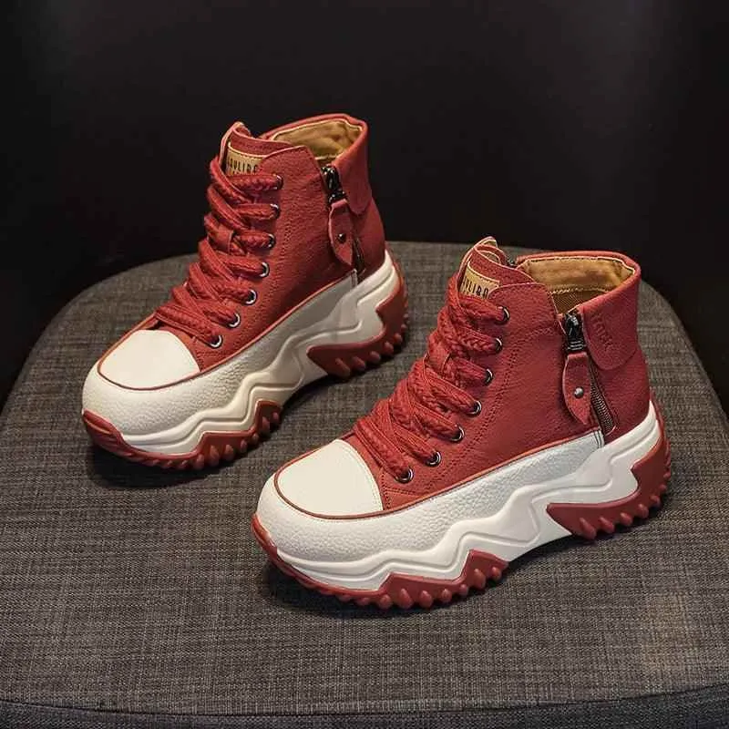 High Top Leather Boots Sneakers: M2511 Women's Casual Shoes