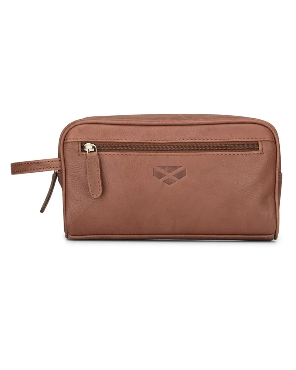 Hoggs of Fife Monarch Leather Wash Bag - Hazelnut