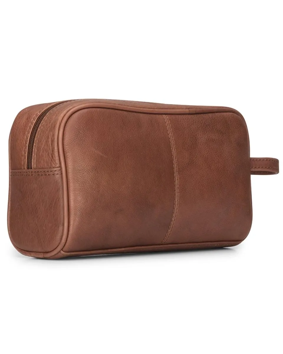 Hoggs of Fife Monarch Leather Wash Bag - Hazelnut