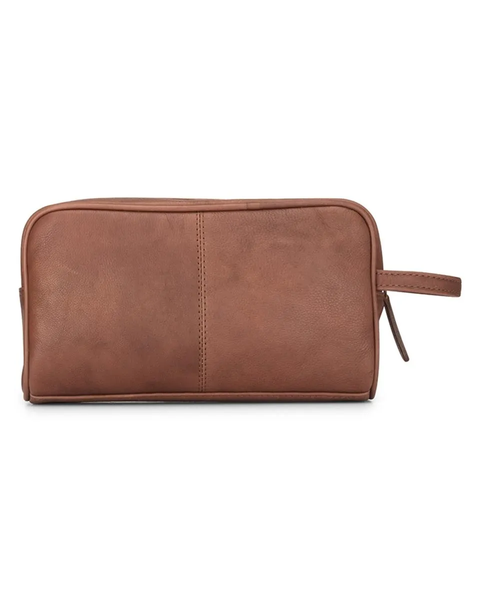 Hoggs of Fife Monarch Leather Wash Bag - Hazelnut