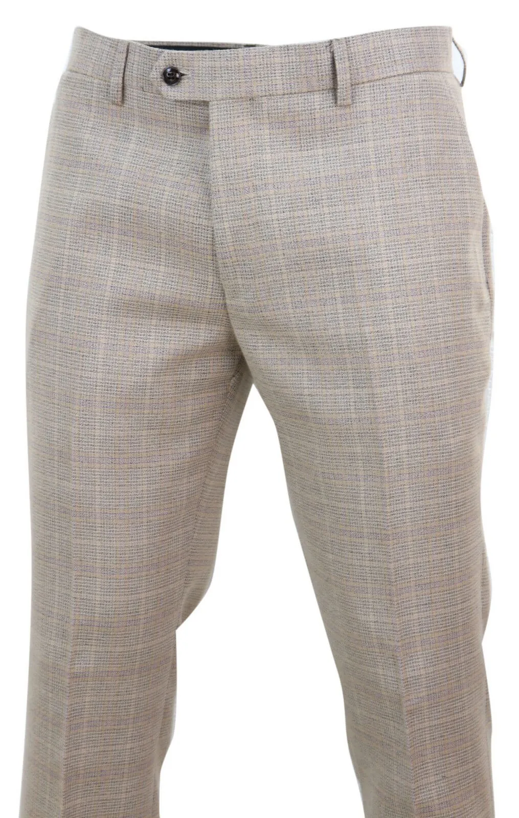 Holland - Men's Beige Check Trousers