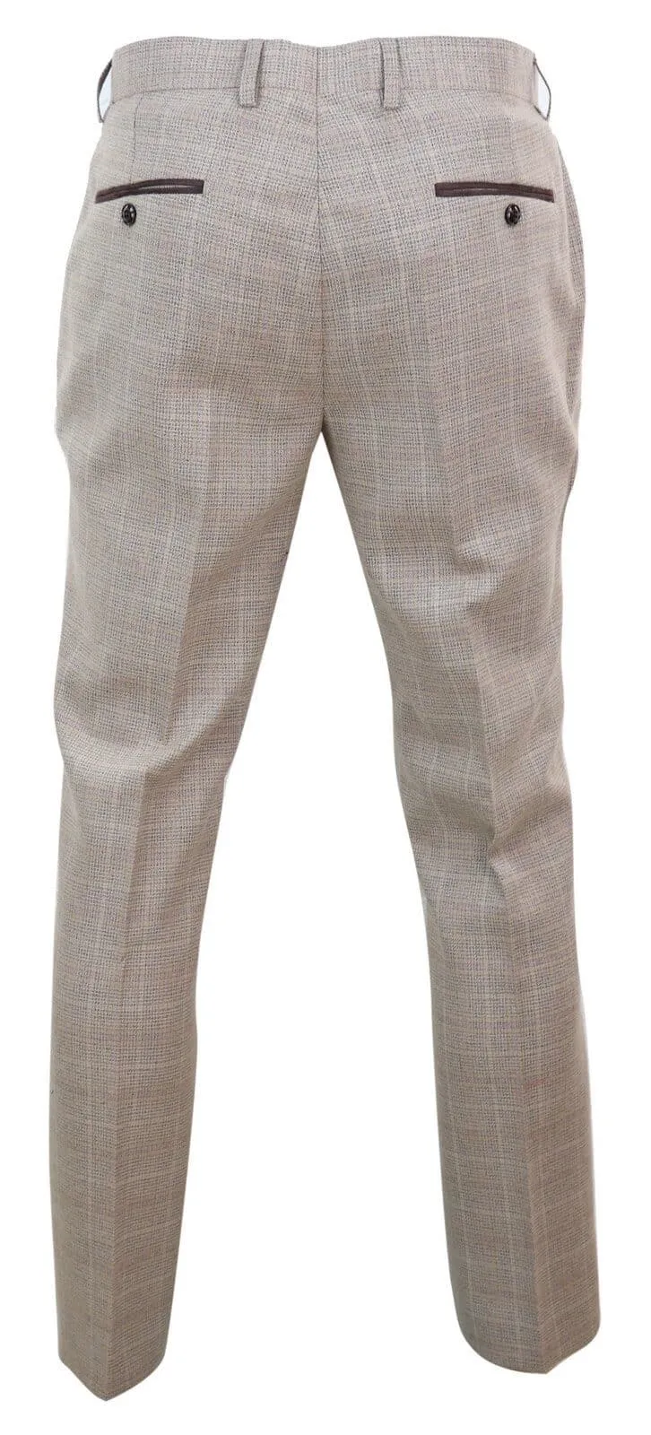 Holland - Men's Beige Check Trousers