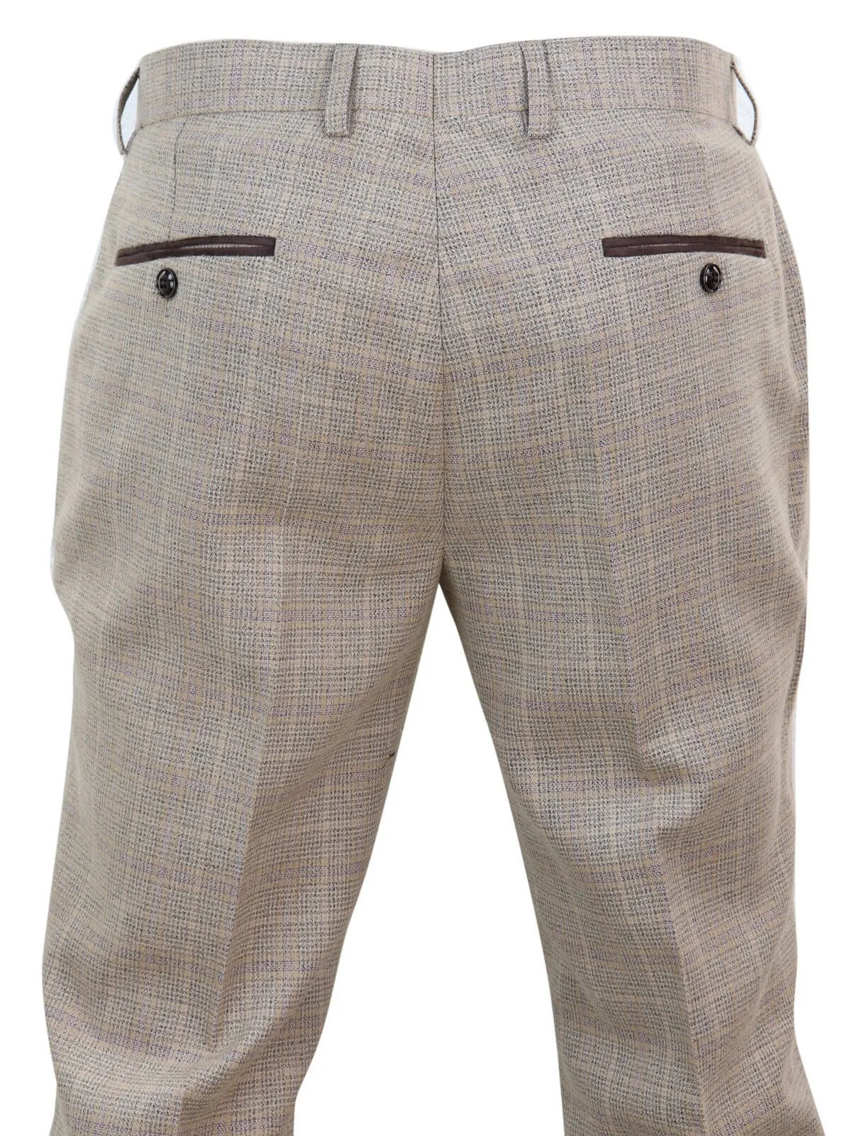 Holland - Men's Beige Check Trousers