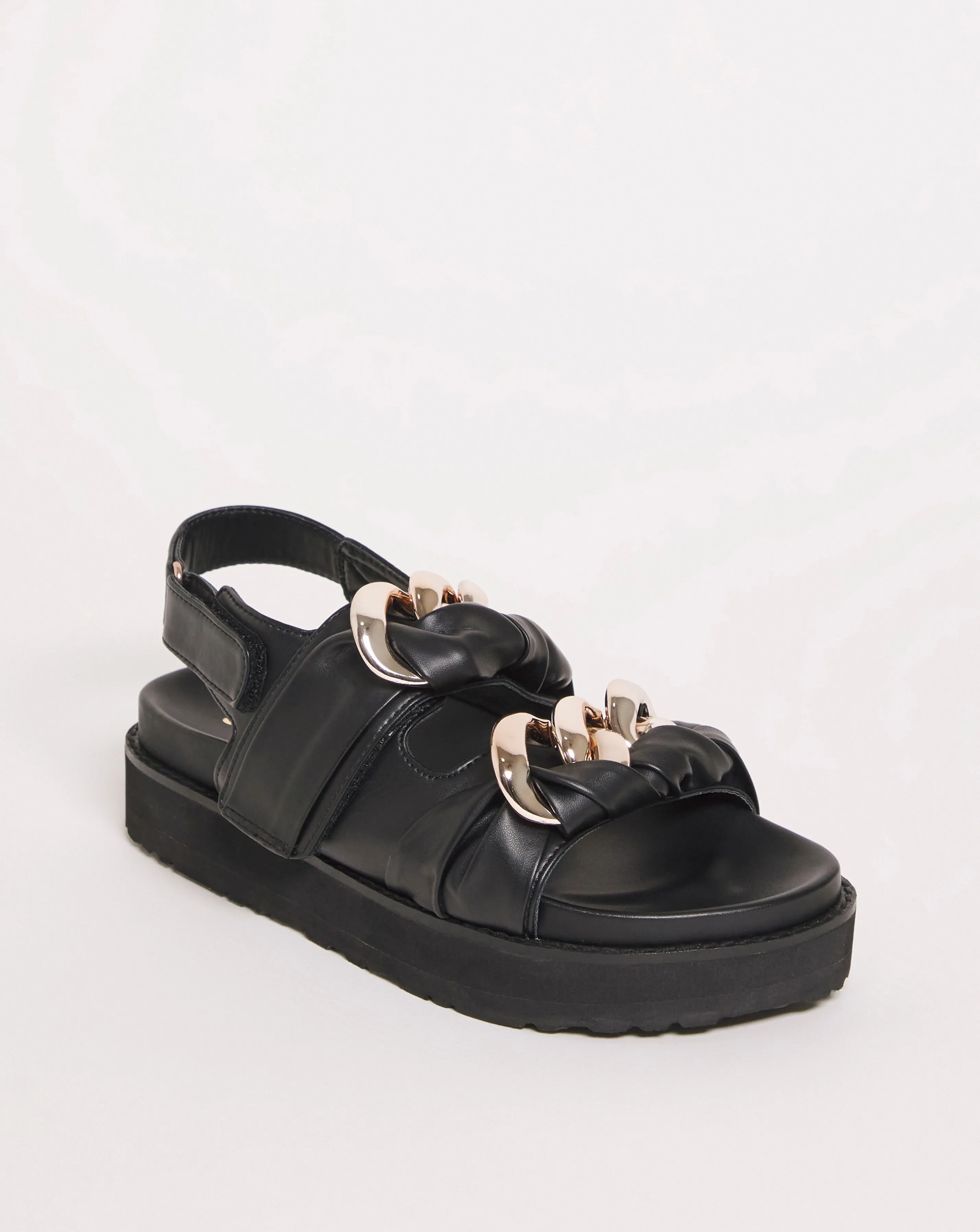 Idella Chunky Chain Footbed Sandals Wide Fit | Simply Be