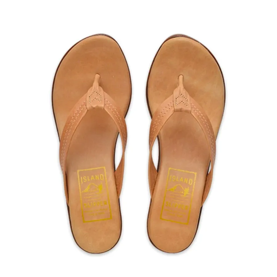 Island Slipper Leather Thong Wedge Tan