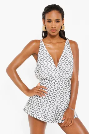 Jacquard Strappy Beach Romper