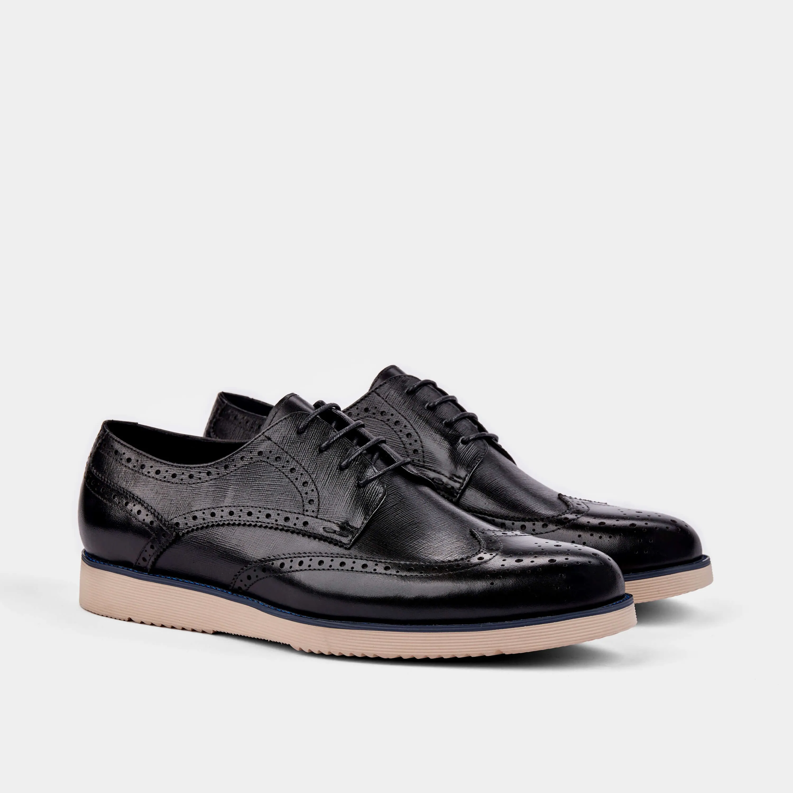 Jasper Black Leather Wingtip Sneakers 2.0