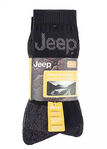 Jeep Mens 3 Pack Black/Grey Luxury Terrani Boot Socks | Grattan