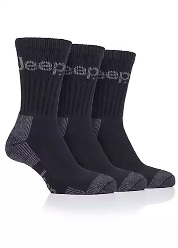 Jeep Mens 3 Pack Black/Grey Luxury Terrani Boot Socks | Grattan