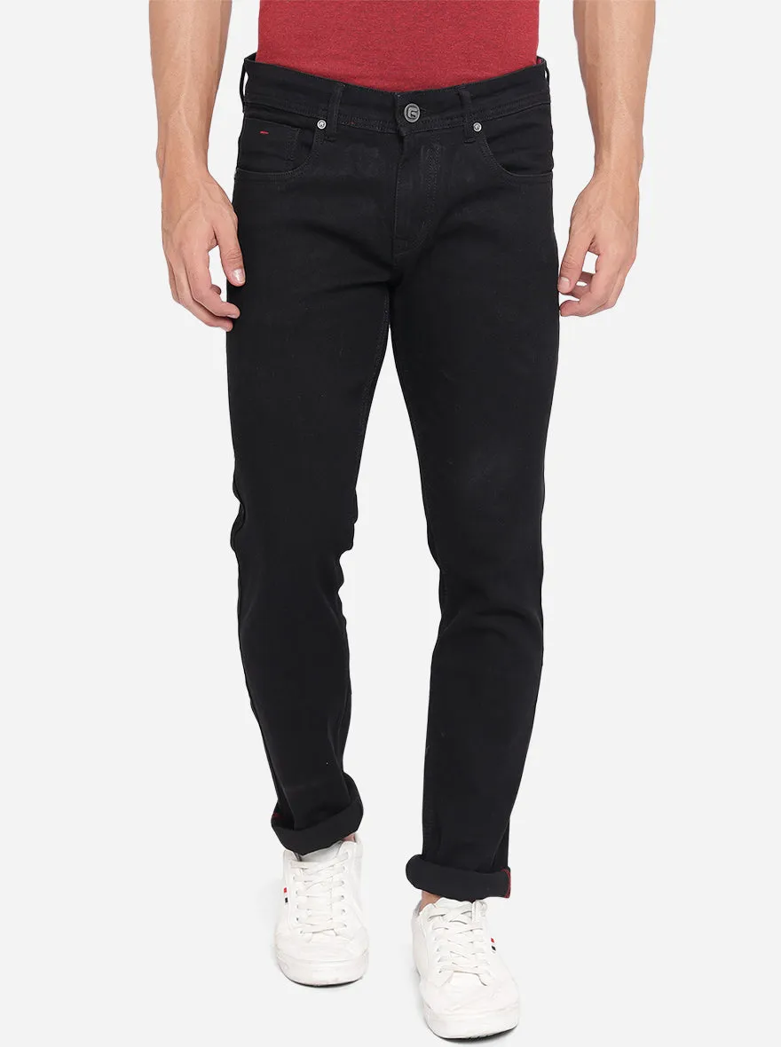 Jet Black Solid Narrow Fit Jeans | Greenfibre