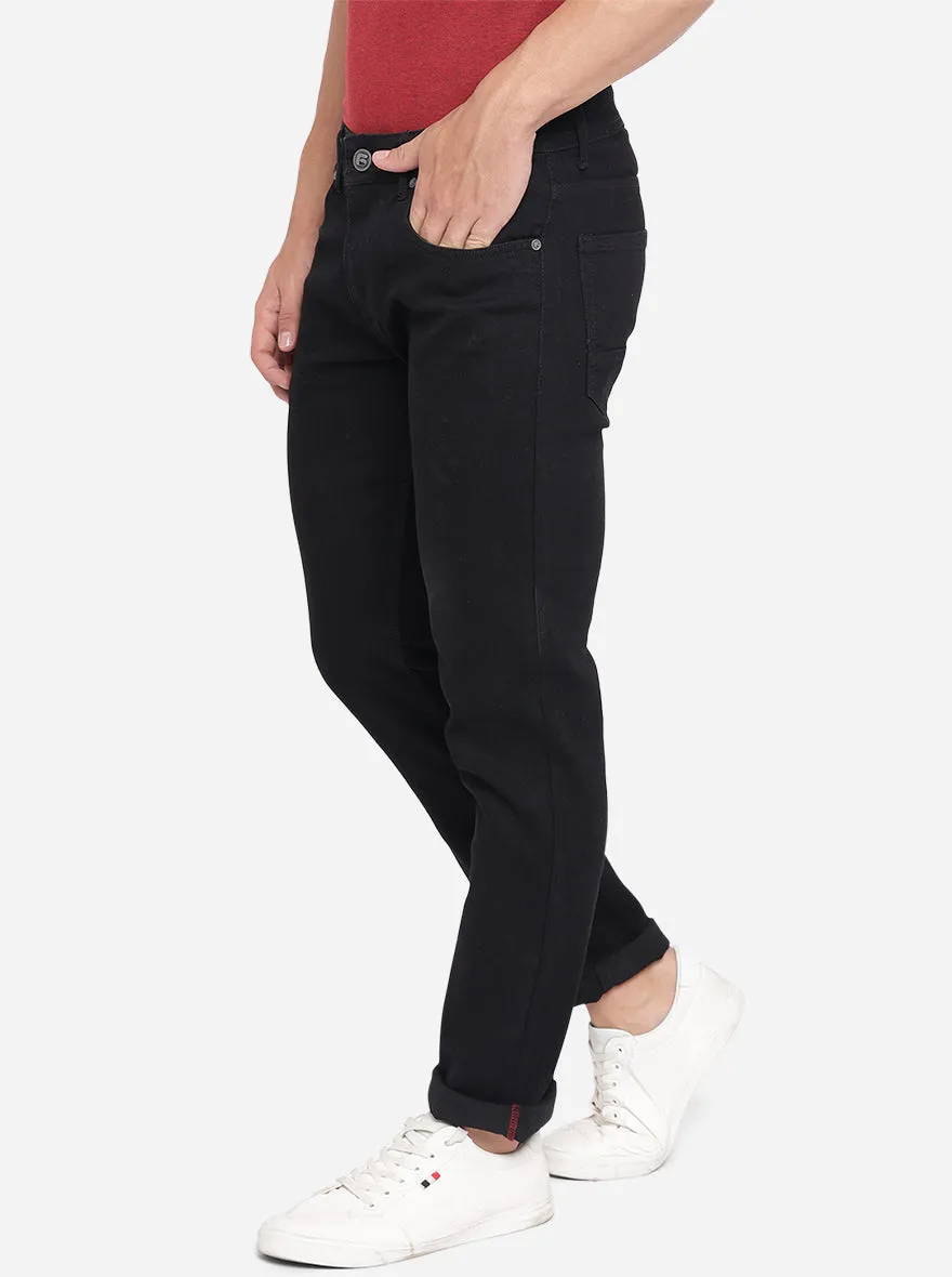 Jet Black Solid Narrow Fit Jeans | Greenfibre