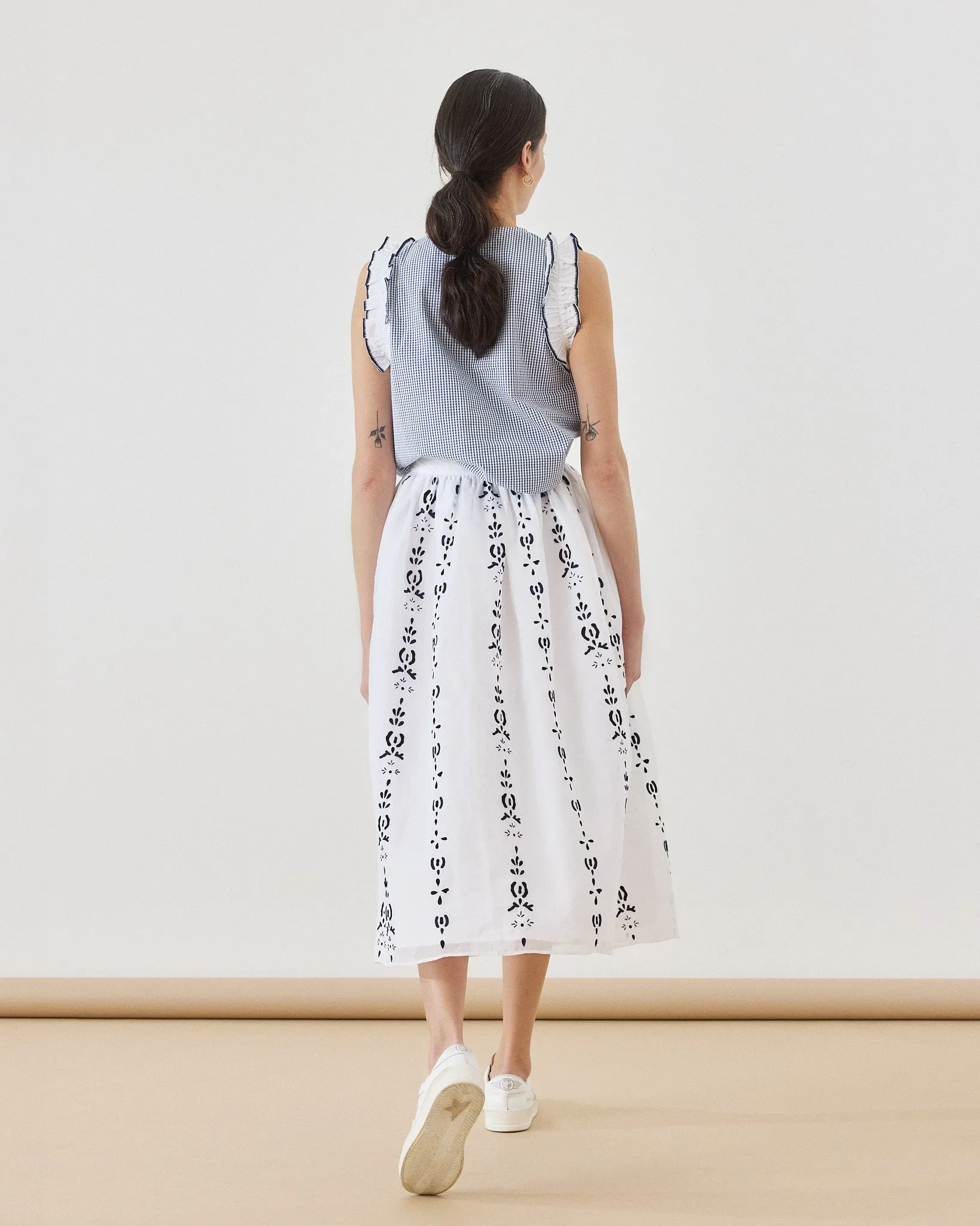 JUPE Embroidered Cotton Skirt