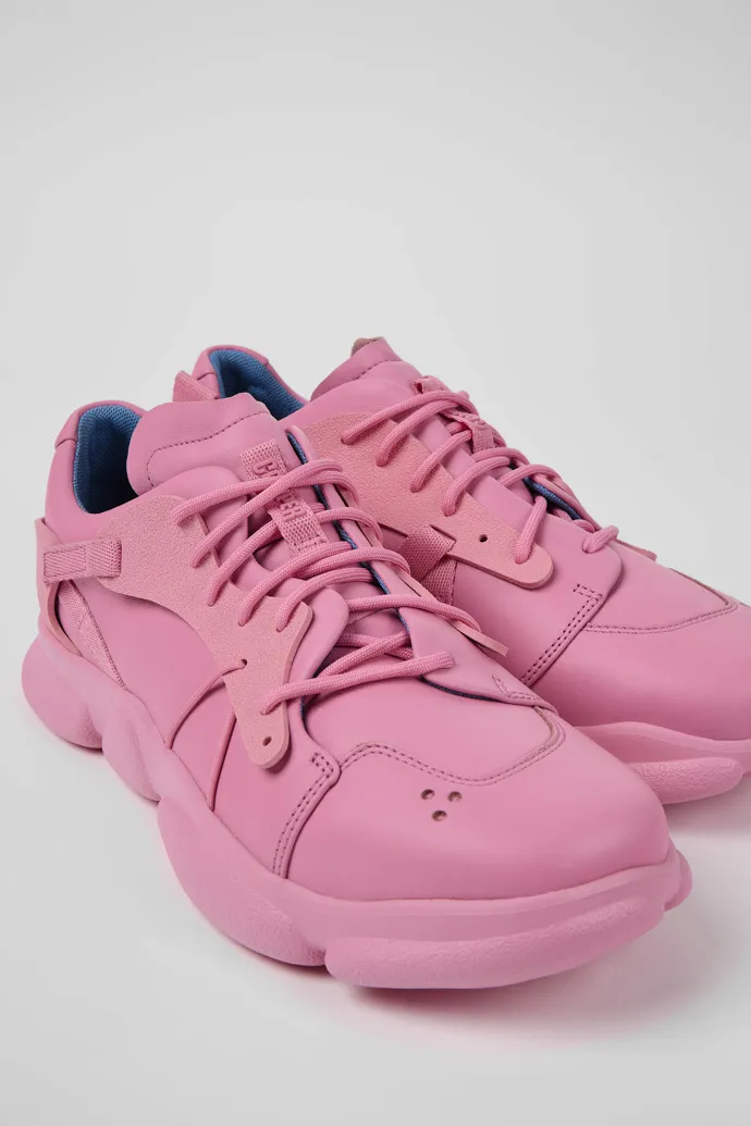 Karst Pink leather and textile sneakers for men